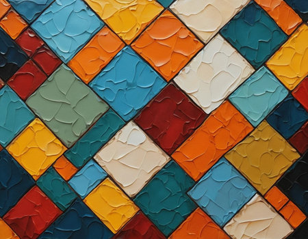 Colorful mosaic tiles background. Closeup of colorful mosaic tiles.の素材
