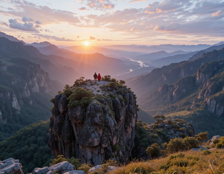 Beautiful landscape in the mountains at sunset. Crimea, Ukraine.の素材