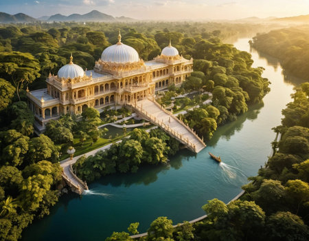 Aerial view of the Jain temple in Jaipur, Rajasthan, Indiaの素材