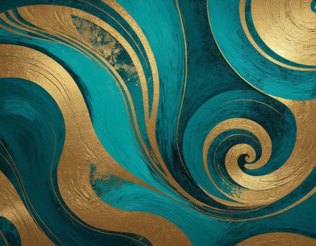 Blue and gold background with gold pattern. Design template. Design siteの素材