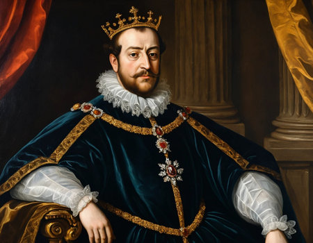 Portrait of a medieval king in the baroque style.の素材