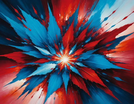 abstract background of blue and red colors with a star in the centerの素材