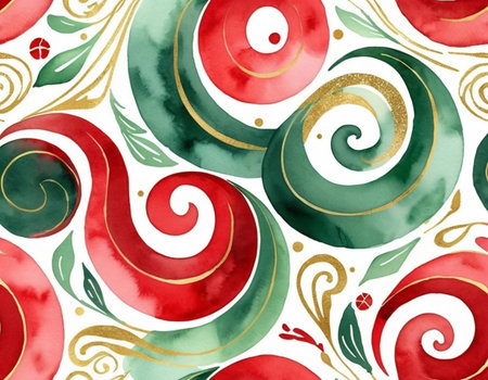 Seamless pattern with watercolor spirals. Hand-drawn illustration.の素材