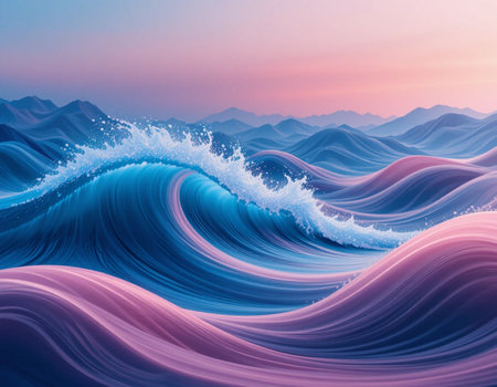 Abstract wavy background. 3d rendering, 3d illustration.の素材