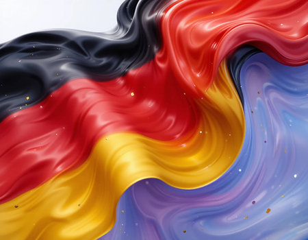 3d rendering of Germany flag waving in the wind with some smooth foldsの素材
