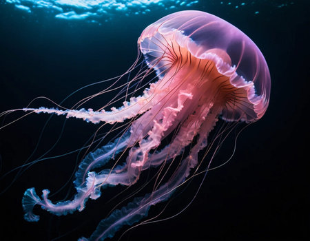 Jellyfish in the ocean. Underwater world. 3D illustrationの素材