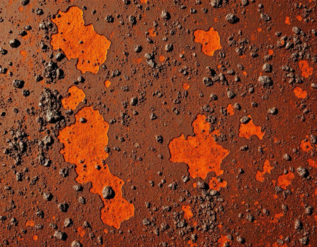 Rusty metal surface with orange spots. Abstract background and texture for design.の素材