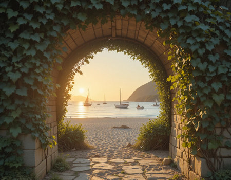 Sunset on the beach of the Adriatic Sea in Montenegroの素材