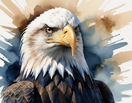 Bald Eagle. Digital watercolor illustration. Hand drawn painting.の素材