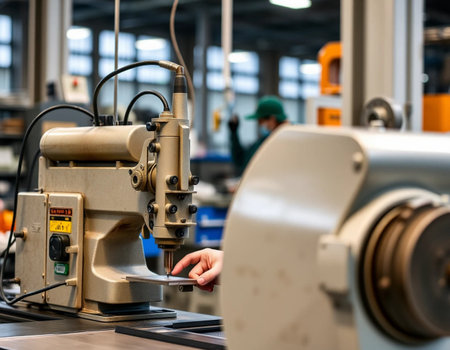 Production line of the factory. CNC lathe machine. industrial backgroundの素材