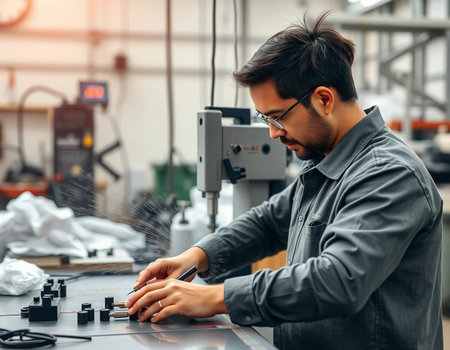 Engineer working with CNC lathe machine in the factory.の素材
