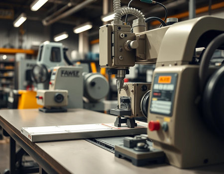 CNC milling machine working in the factory. Small depth of field.の素材