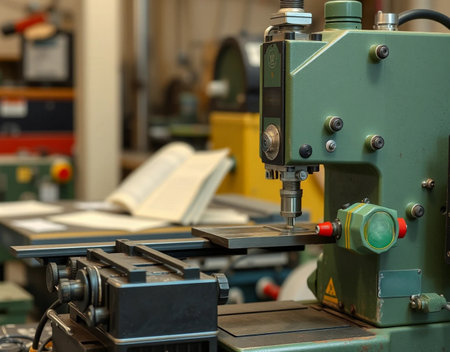 CNC lathe machine in a factory, closeup of photoの素材