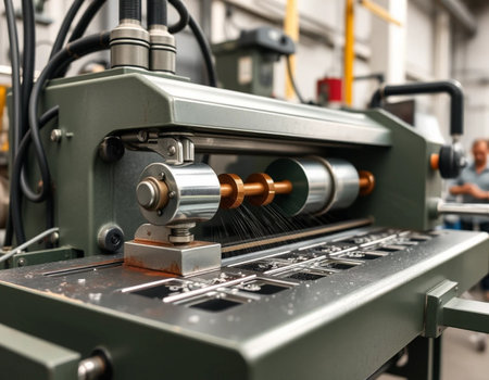CNC lathe machine in a factory, shallow depth of fieldの素材