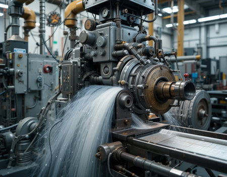 Metalworking machinery and equipment in a factory, note shallow depth of fieldの素材