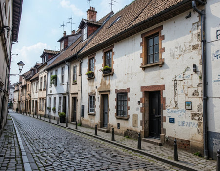 Street view of the old town of Rothenburg ob der Tauber, Germanyの素材