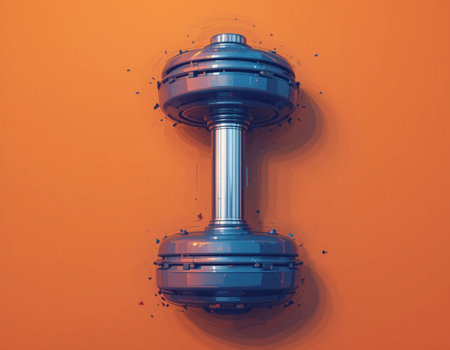 Dumbbell isolated on orange background. 3d render illustration.の素材