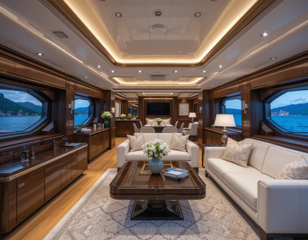 Interior of a luxury cruise ship, detail of the interior decorationの素材