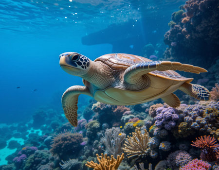 Hawaiian Green Sea Turtle (Chelonia mydas)の素材