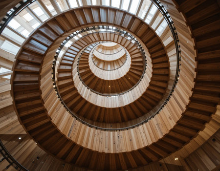 Spiral staircase in a modern building. View from above.の素材