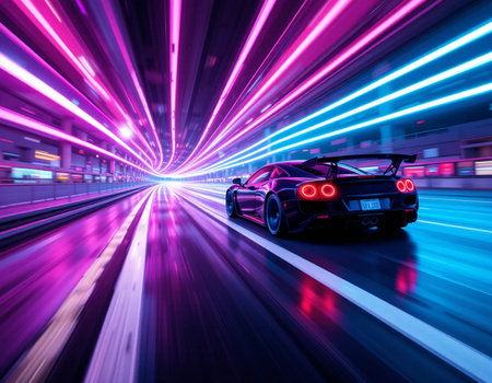 car on the road with motion blur background,high speed concept.の素材