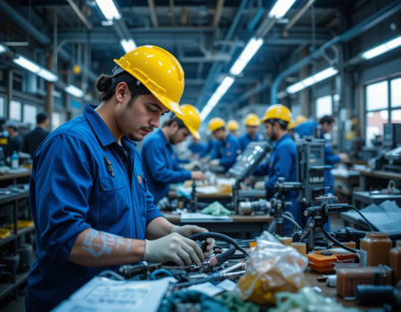 Industrial workers working in the factory. Industrial workers working in the factory.の素材