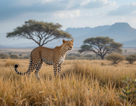 Cheetah in Serengeti National Park in Tanzania, Africaの素材