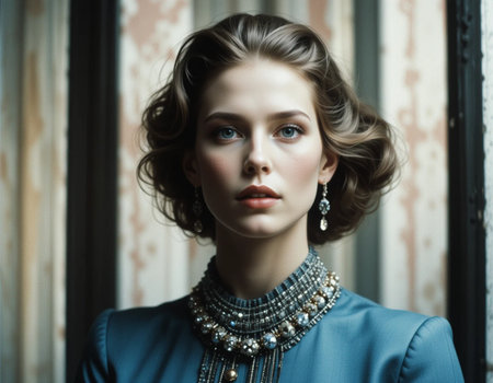 Fashion portrait of beautiful young woman with evening make-up.の素材