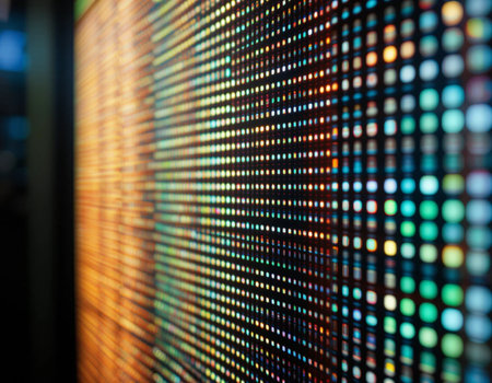Close-up of LED screen with shallow depth of field. Abstract background.の素材