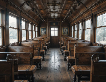 Interior view of an old train station in the city of Krakow, Polandの素材