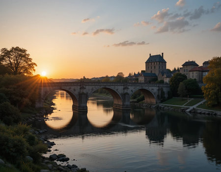Sunset view of the famous Charles bridge in Prague, Czech Republicの素材