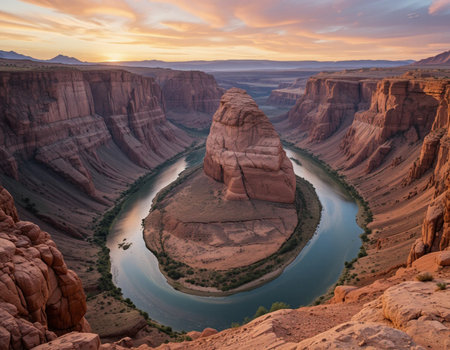 Horseshoe Bend at sunset in Page, Arizona, USAの素材
