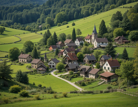 Village in the Carpathian Mountains, Transylvania, Romaniaの素材