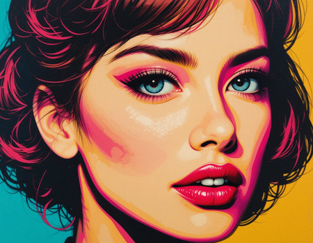 Close-up portrait of beautiful young woman with bright make-up.の素材