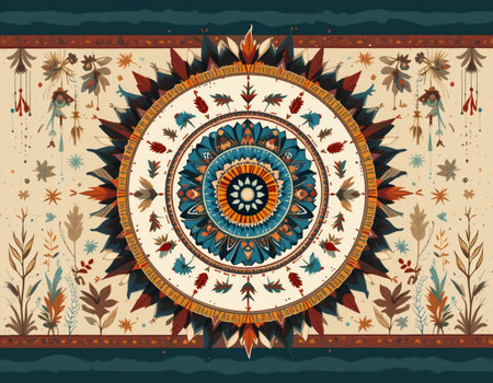 Ethnic background with native American motifs. Vector illustration.の素材
