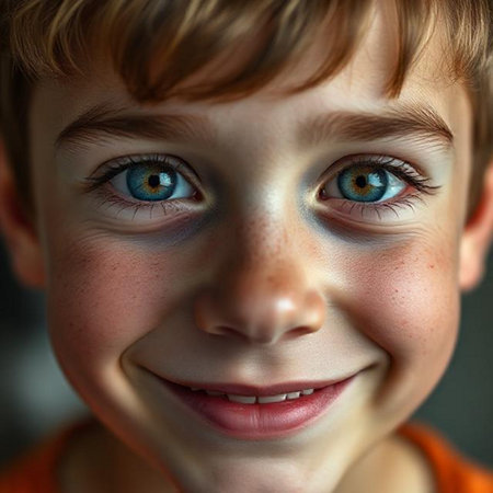 Portrait of a boy with blue eyes. Close-up.の素材