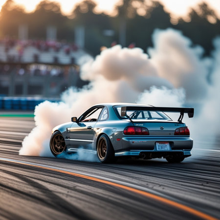 3D rendering of a brand-less generic concept car racing.の素材