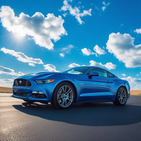 3D rendering of a brand-less generic concept car in the countrysideの素材