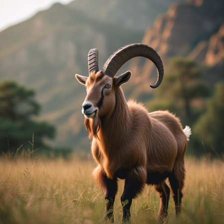 Barbary Sheep (Ammotragus mouflon) in the grasslandの素材