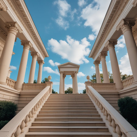 View of the steps leading to the Library of Congress in Washington DC.の素材