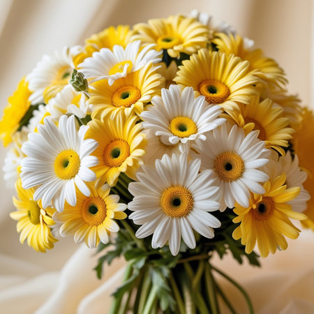 Bouquet of yellow and white gerbera daisiesの素材