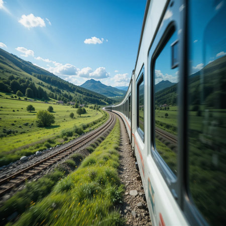 Train in the mountains. Railway in the mountains. Railway in the mountains.の素材