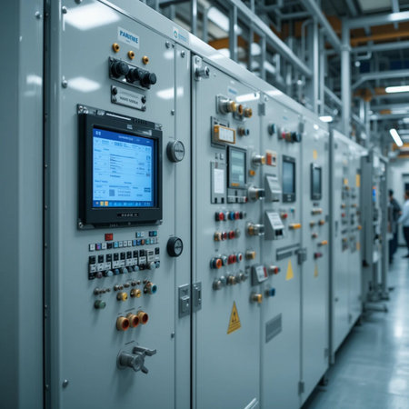 Interior of a power plant. Electrical equipment. Industrial background.の素材