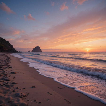 Beautiful sunset on the beach, Phuket, Thailand.の素材