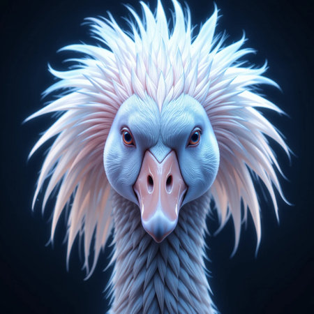 3D rendering of an Egyptian vulture on a dark background.の素材