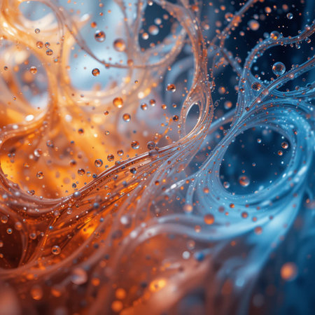 Abstract background in blue and orange colors. 3d rendering, 3d illustration.の素材