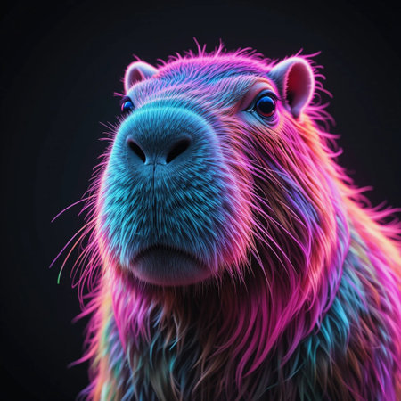 portrait of a wild beaver on a black background. 3d renderingの素材