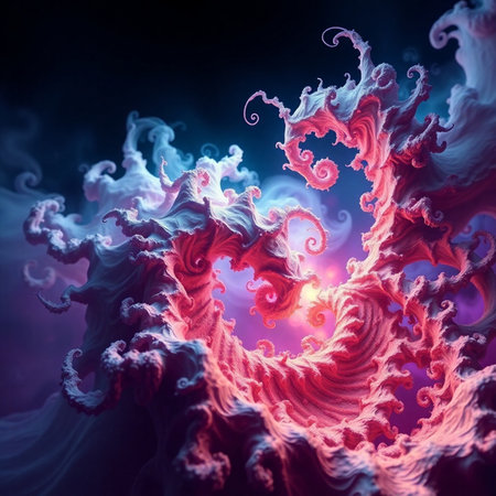 Abstract fractal background. Design element for book covers, presentations layouts, title backgrounds. Digital collage.の素材