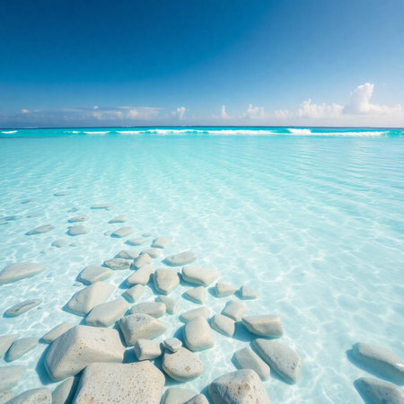 beautiful sandy beach and turquoise water in Okinawa, Japanの素材