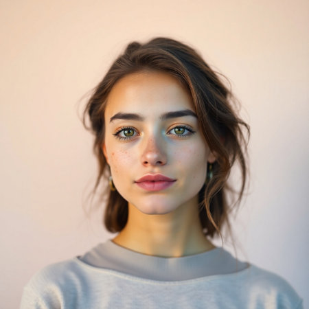 Portrait of a beautiful young woman with natural make-up.の素材